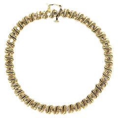 14 Karat Gelbgold 'S' Glieder-Diamantarmband