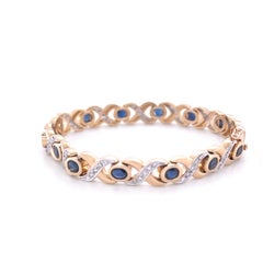 14ct Gelbgold Saphir und Diamant-Armband 0,56ct 20,13g