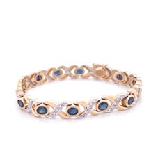 14ct Yellow Gold Sapphire and Diamond Bracelet 0.56ct 20.13g