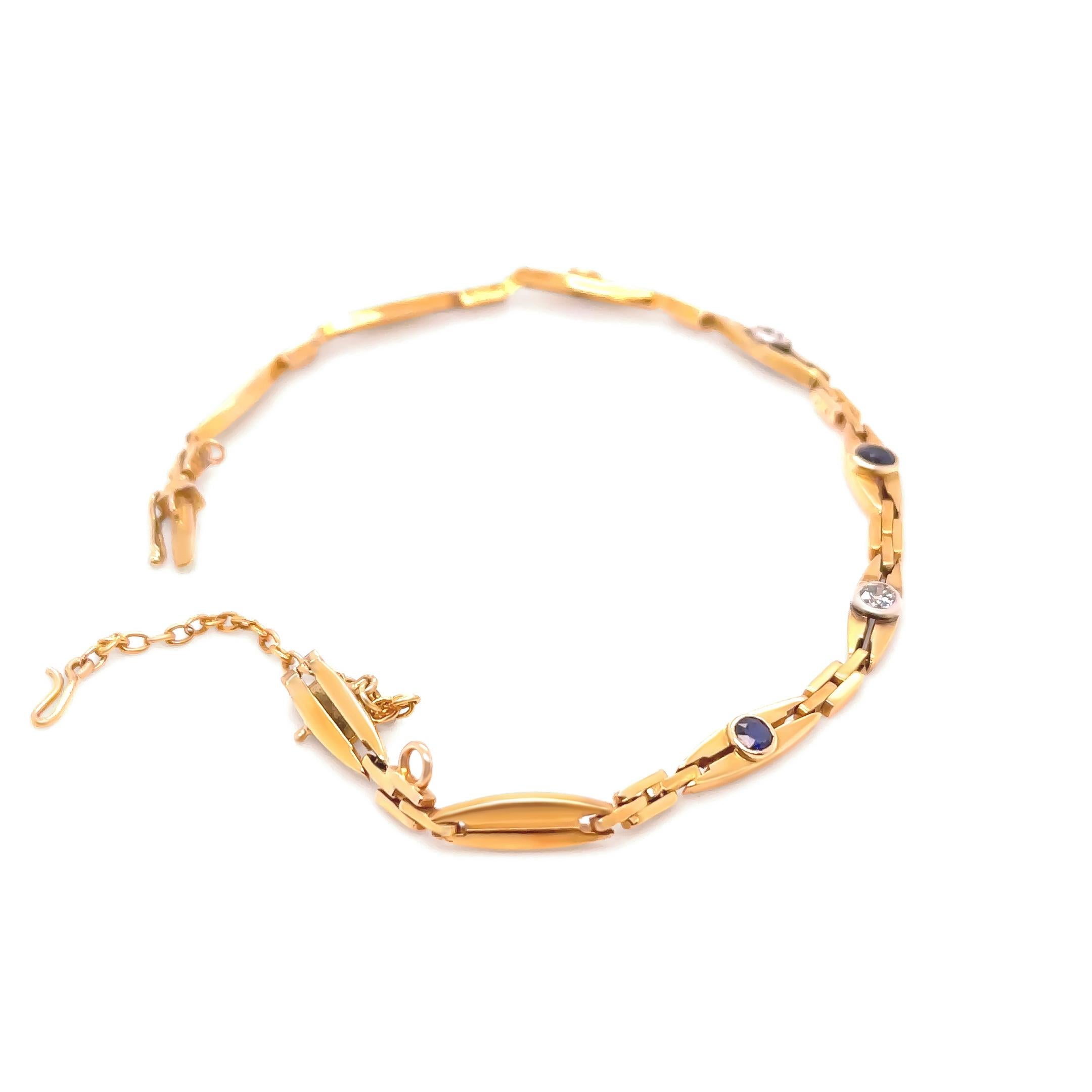 14ct Gelbgold Saphir und Diamant-Armband 0,69ct 9,83g im Angebot 1