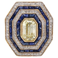 14CT Yellow Gold Sapphire And Diamond Cocktail Ring