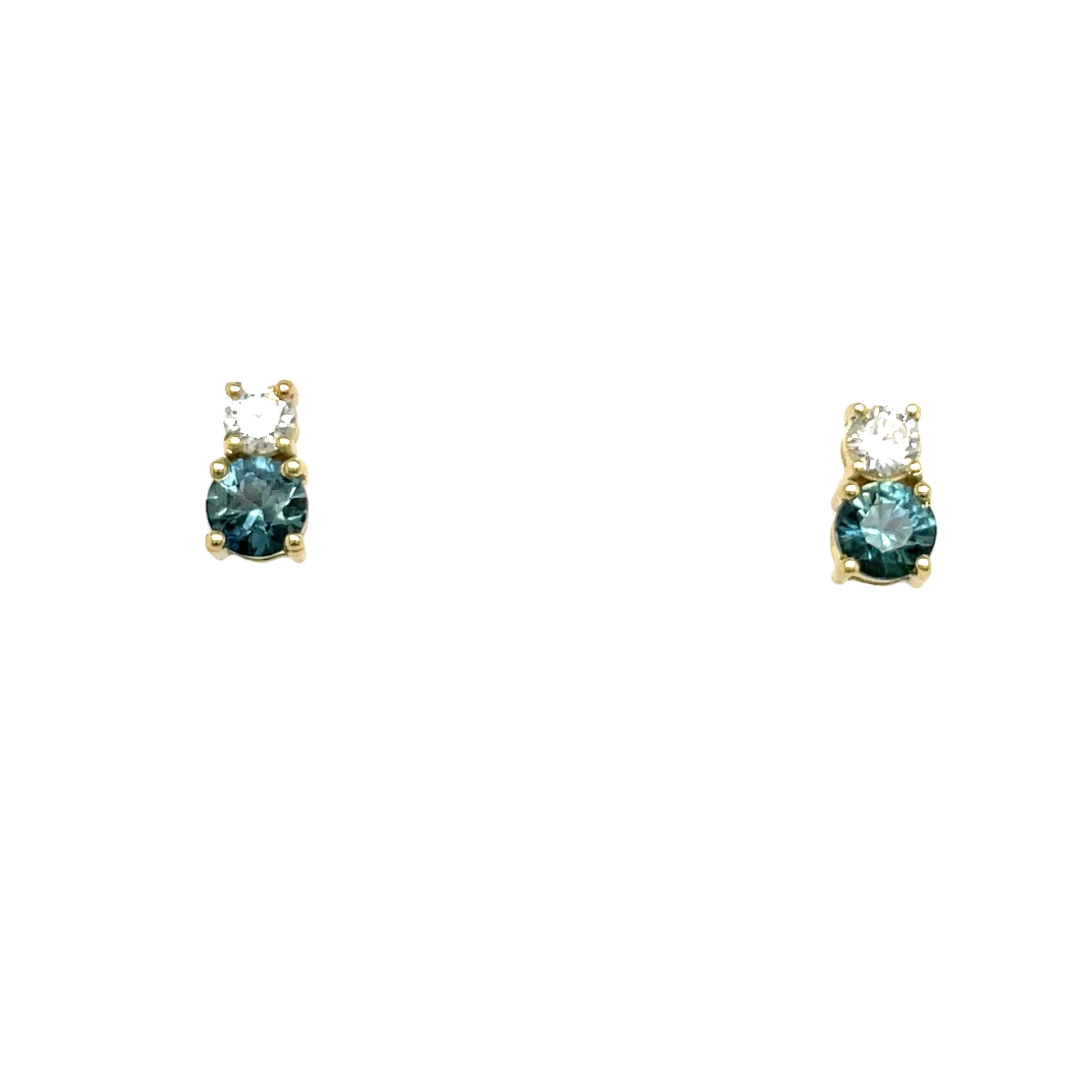 Boucles d'oreilles en or jaune 14 carats, saphir et diamants Neuf - En vente à London, GB