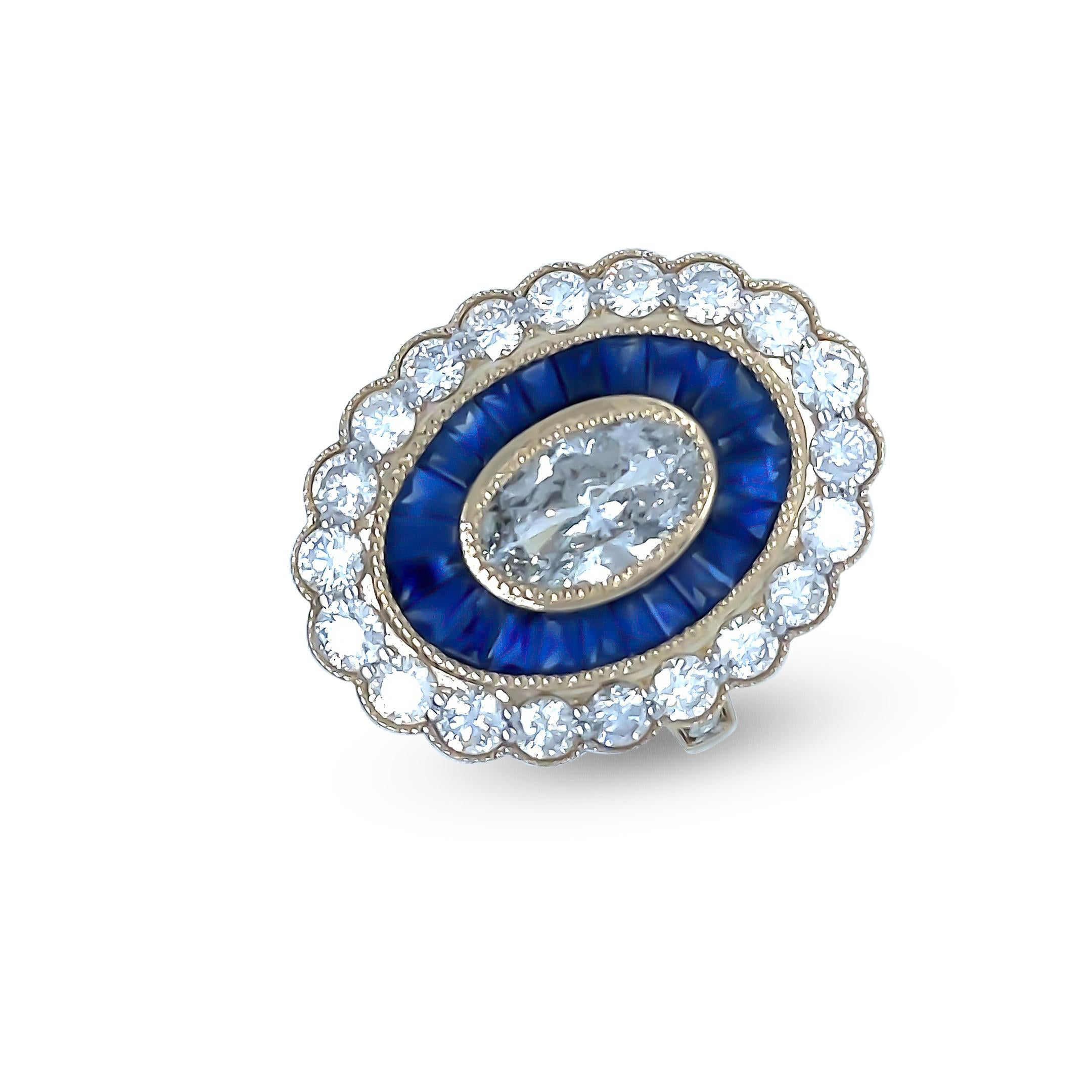 Oval Cut 14ct Yellow Gold Sapphire & Diamond Set 