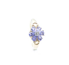 14ct Yellow Gold Tanzanite & Diamond Flower Ring