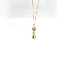14ct Yellow Gold Tanzanite & Diamond Pendant with 18ct Gold Chain