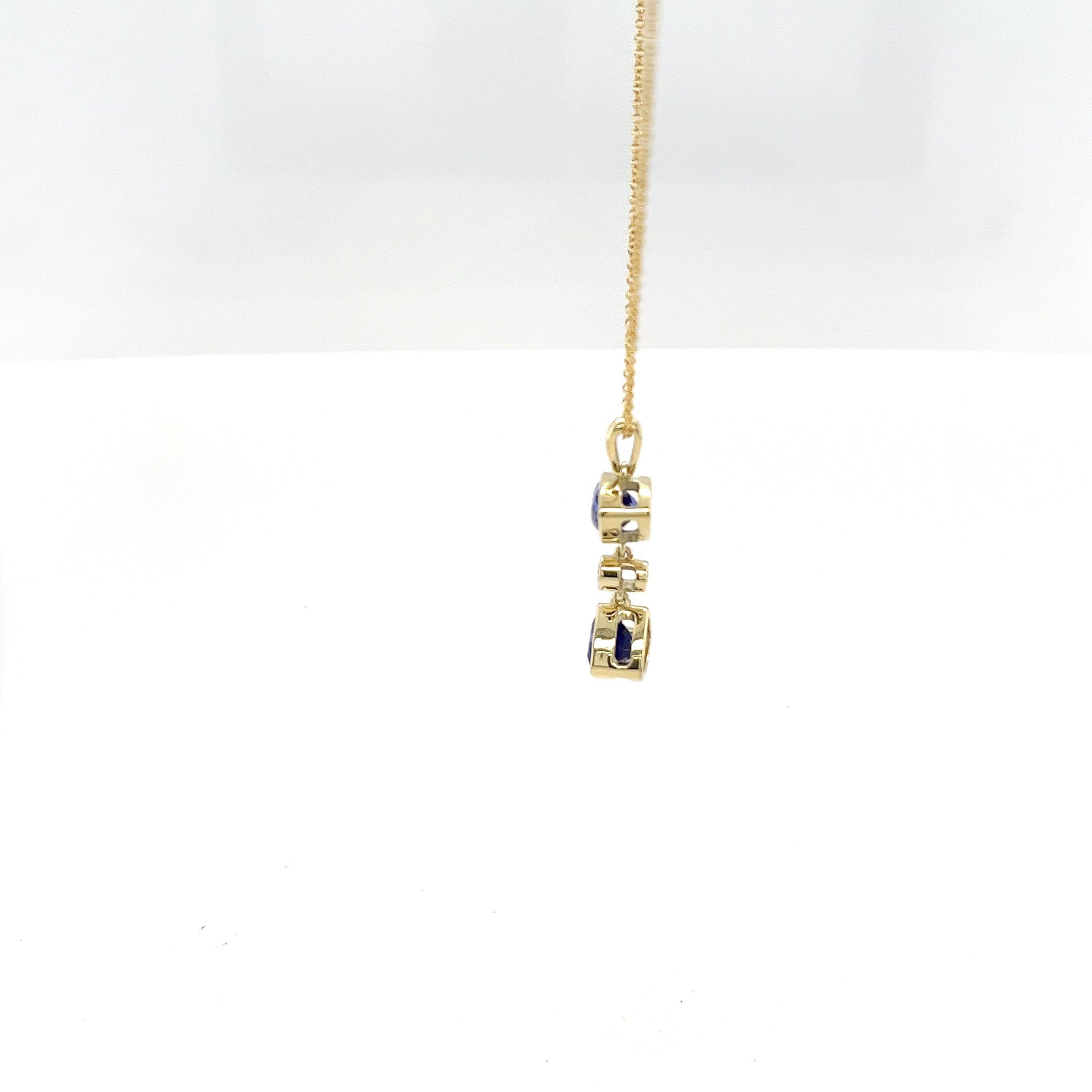 Pendentif en or jaune 14 carats, tanzanite et diamant avec chaîne en or 18 carats Neuf - En vente à London, GB
