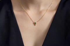 14ct Yellow Gold Tsavorite & Diamond Bird Necklace