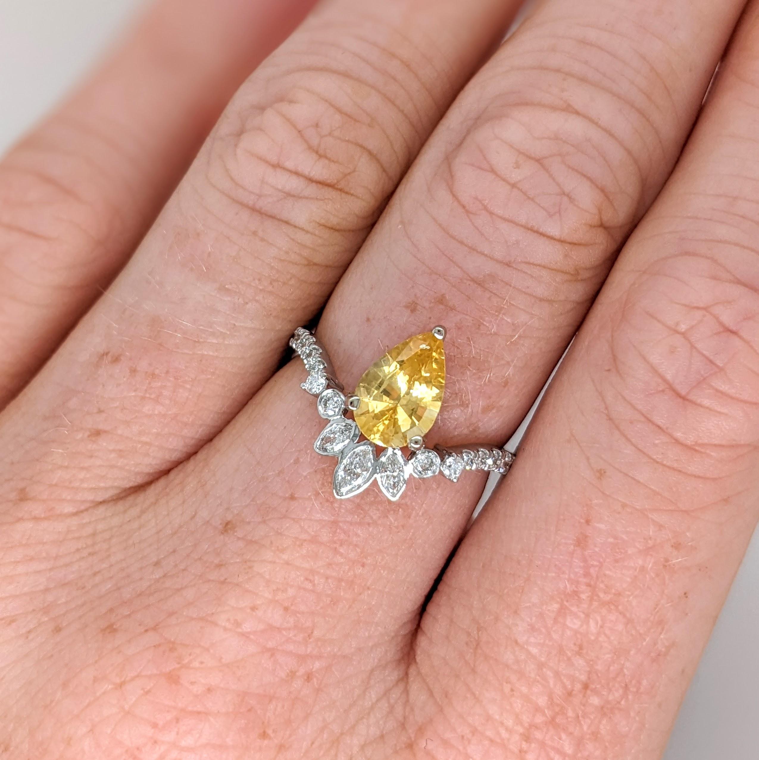 This beautiful ring features a 1.42 carat Yellow Sapphire gemstone with natural earth mined diamonds set in solid 14K gold. This ring makes a lovely September birthstone gift for your loved ones! 

Specifications

Item Type: Ring
Center