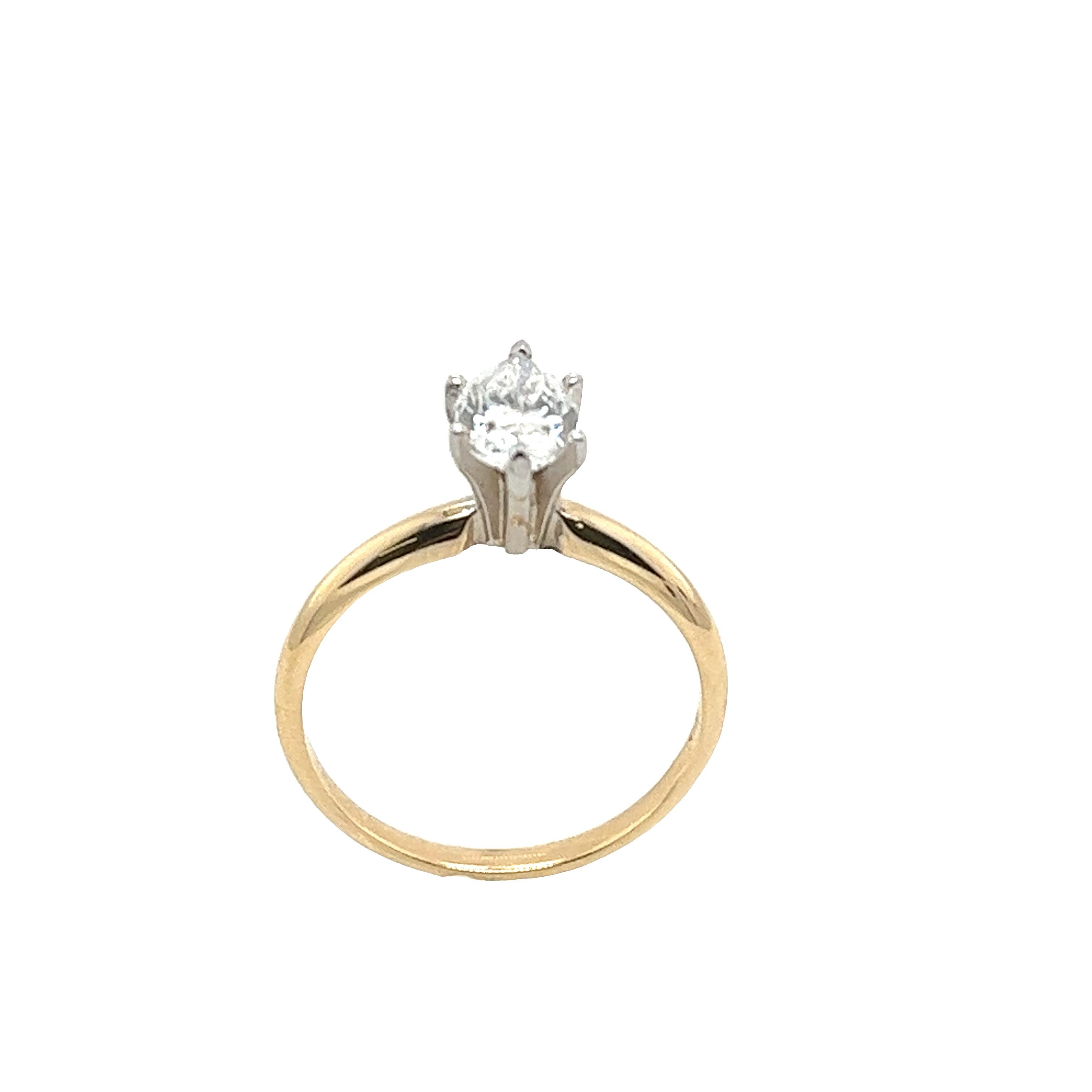 14ct Yellow & White Gold 1.01ct D-E/SI2/3 Solitaire Diamond Ring In Excellent Condition For Sale In London, GB