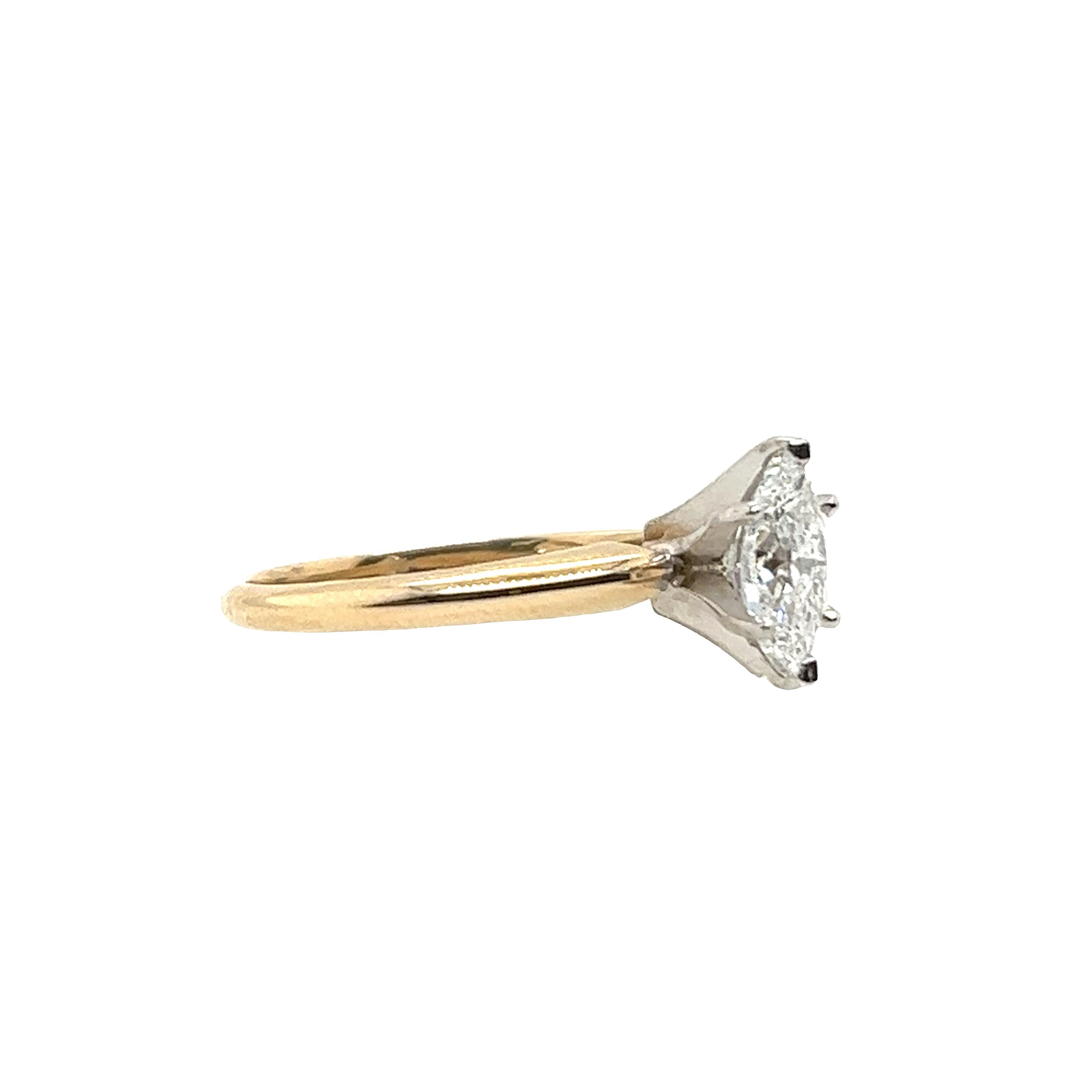 14ct Yellow & White Gold 1.01ct D-E/SI2/3 Solitaire Diamond Ring For Sale 1