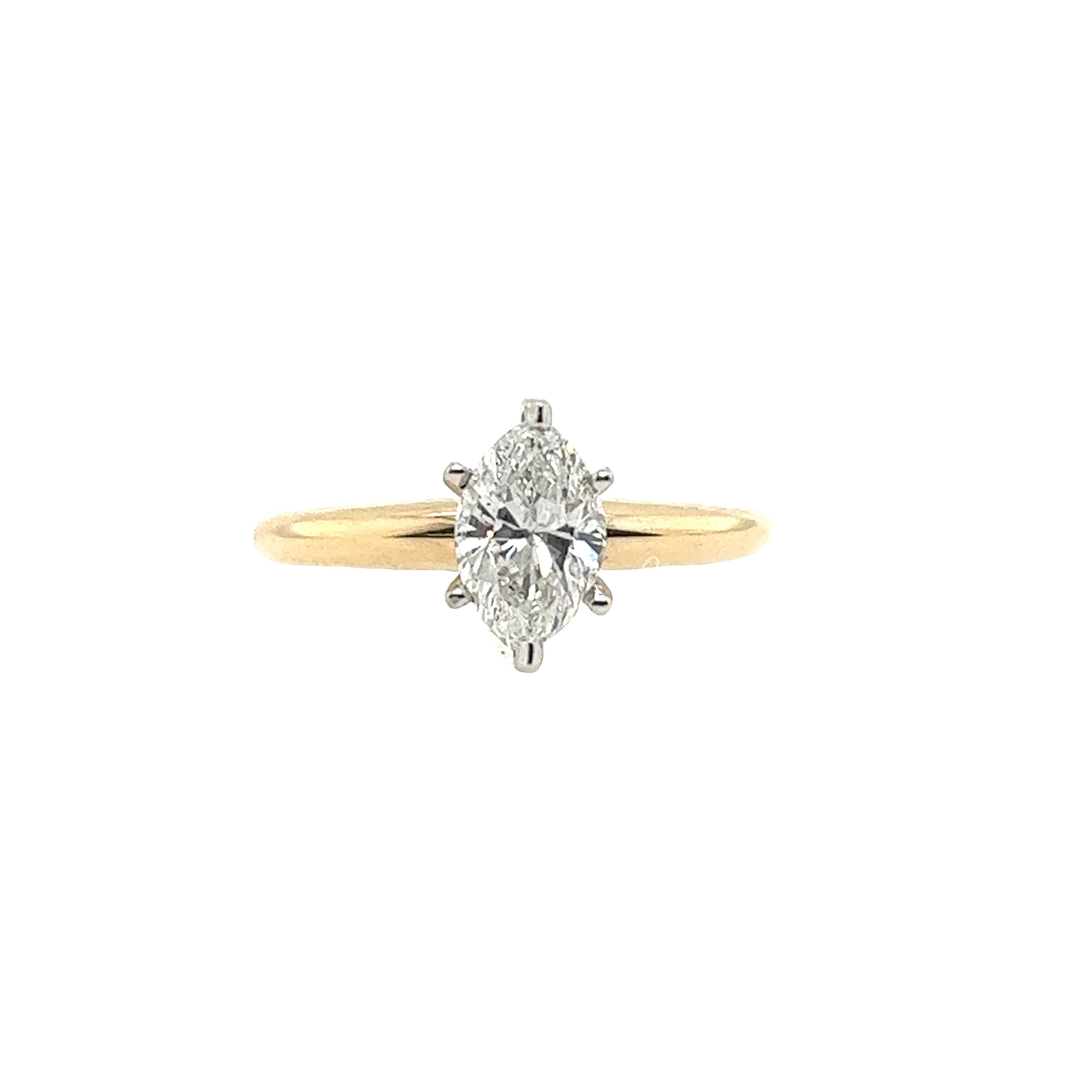 14ct Yellow & White Gold 1.01ct D-E/SI2/3 Solitaire Diamond Ring For Sale 2