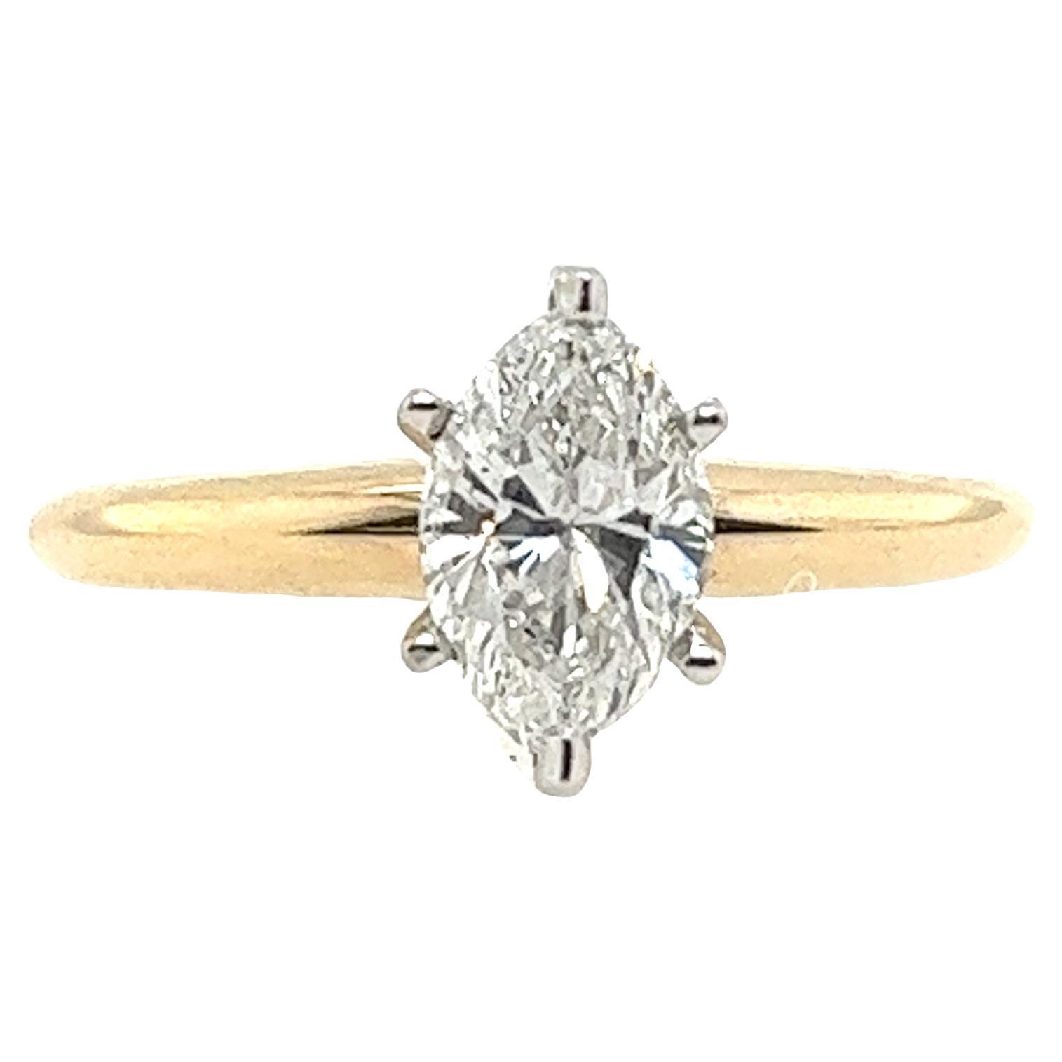 14ct Yellow & White Gold 1.01ct D-E/SI2/3 Solitaire Diamond Ring For Sale