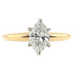 Bague en or jaune et blanc 14ct 1.01ct D-E/SI2/3 Solitaire Diamond Ring