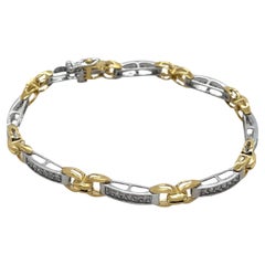 14ct Yellow & White Gold Chain Diamond Bracelet