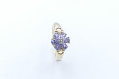 14ct Yellow & White Gold Tanzanite & Diamond 'Flower' Ring