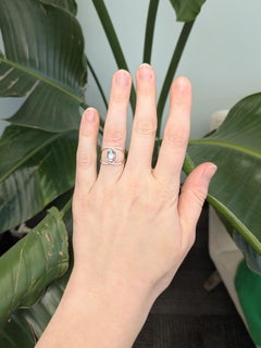 1.4cts Aquamarine Ring with Natural Diamond Accents: Solid 14k Gold, Oval 8x6mm