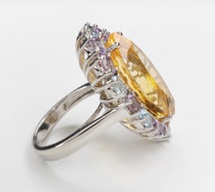 14cttw Citrine Pink Amethyst and Blue Topaz Sterling Silver Ring