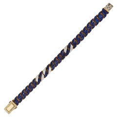 14ctw Blue Sapphire and Diamond Pavé Cuban Link Bracelet by Robert Theliccia
