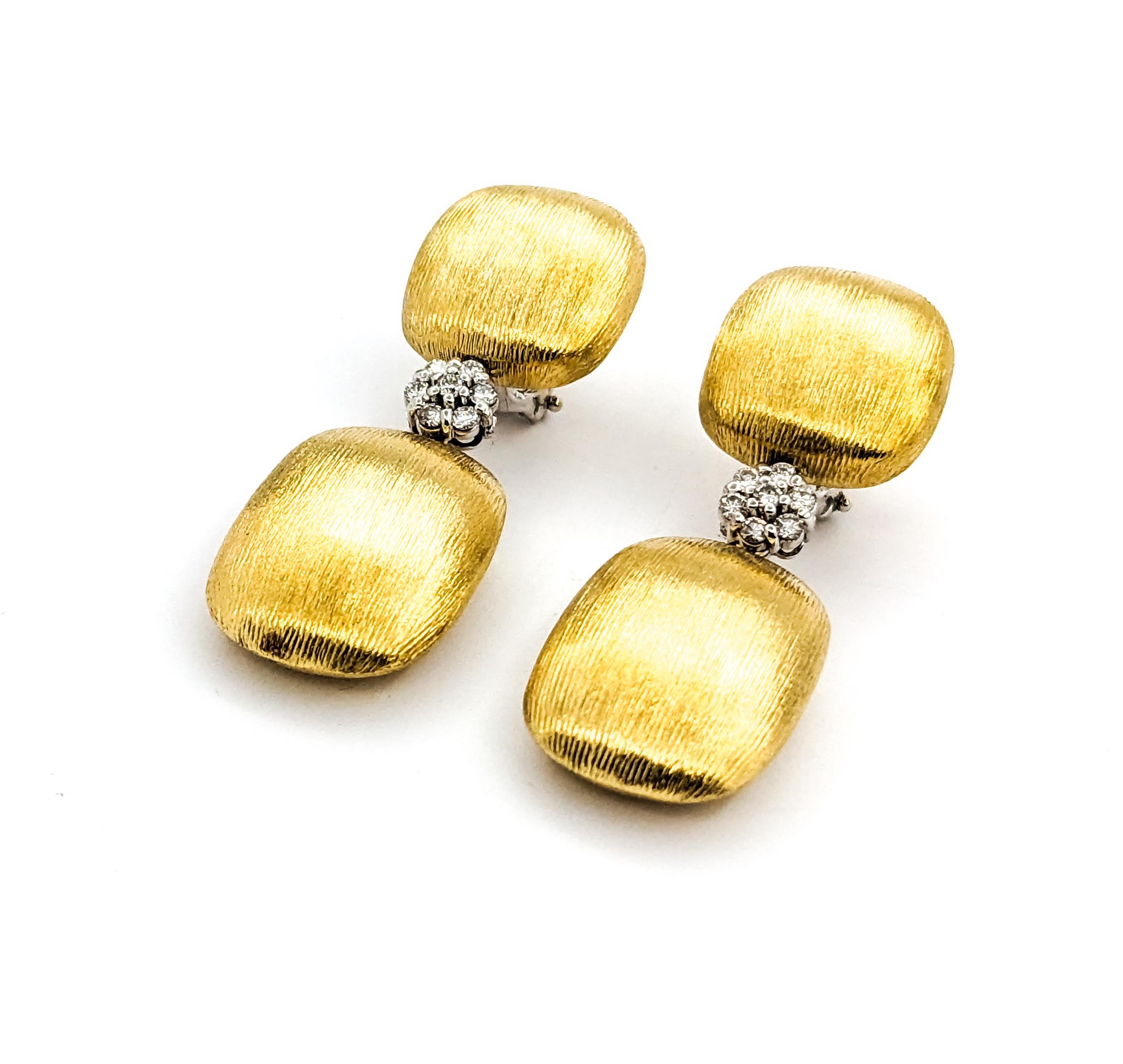 .14ctw Diamant-Baumel-Ohrringe in Gelbgold (Zeitgenössisch) im Angebot