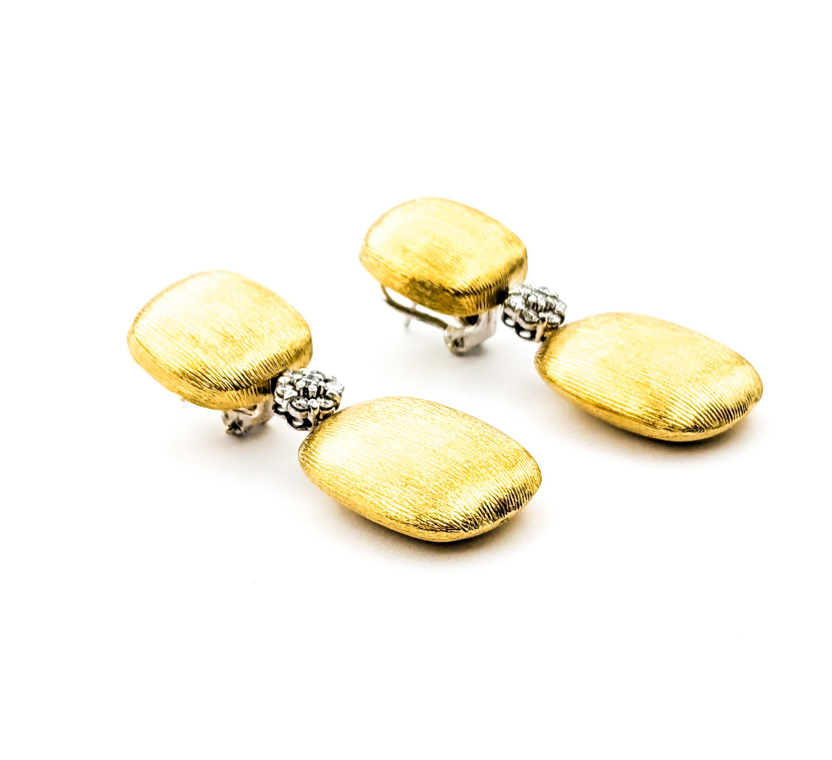 .14ctw Diamant-Baumel-Ohrringe in Gelbgold im Zustand „Hervorragend“ im Angebot in Bloomington, MN
