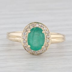 1.4ctw Emerald Oval Diamond Halo 14k Yellow Gold Ring Size 7.25