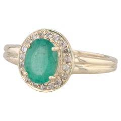 1.4ctw Emerald Oval Diamond Halo 14k Yellow Gold Ring Size 7.25