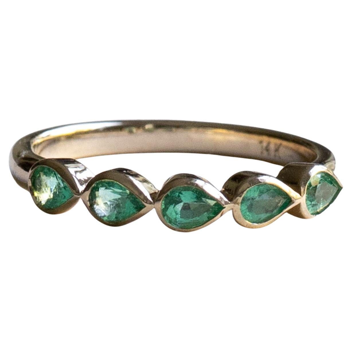 14K 0.5 CTW Emerald Ring, Oval Emerald Ring For Sale