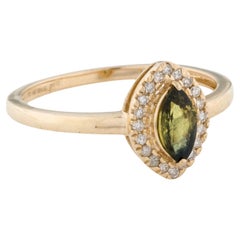 14K 0.50ct Marquise Green Sapphire & Diamond Cocktail Ring, Size 7