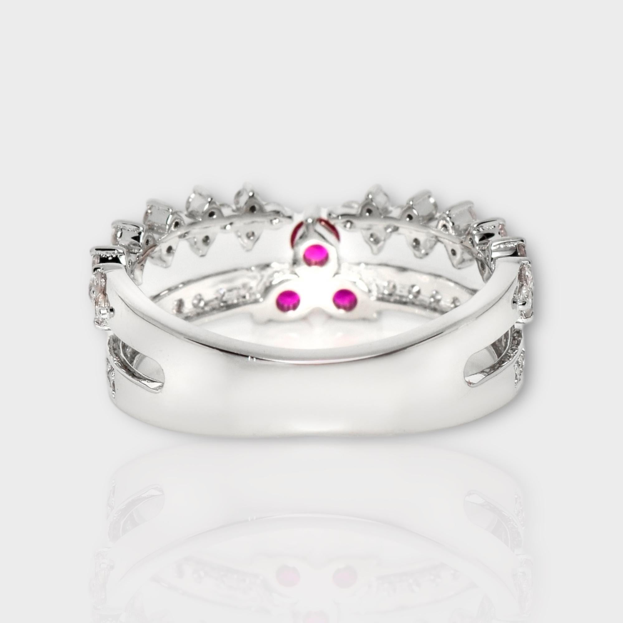 IGI 14K 0.55 ct Natural Pink Diamonds&Ruby Vintage Engagement Ring For Sale 2