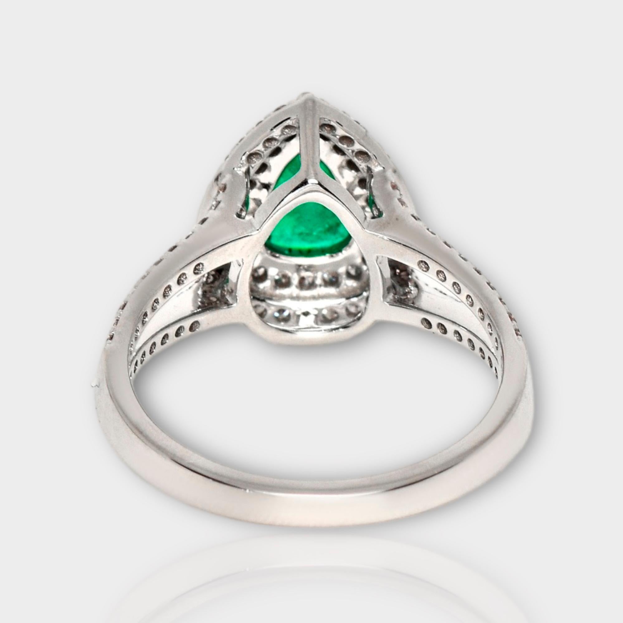 IGI 14k 0.80 Ct Emerald&Pink Diamonds Antique Art Deco Style Engagement Ring For Sale 1