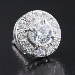 14K 0.93 CTW Round Brilliant Diamond Halo Stud Earrings