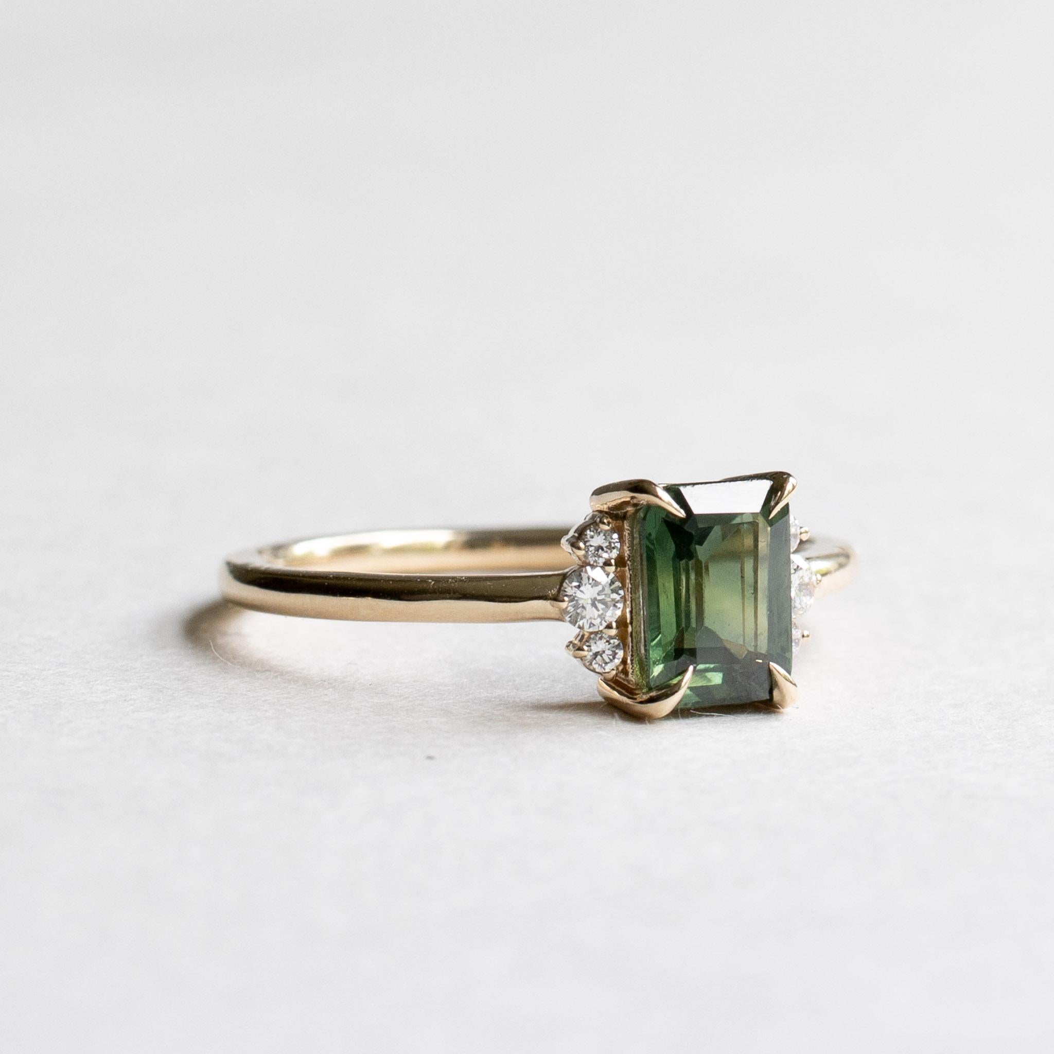 14k 1 Karat Ring-Set mit grünem Saphir für Damen oder Herren
