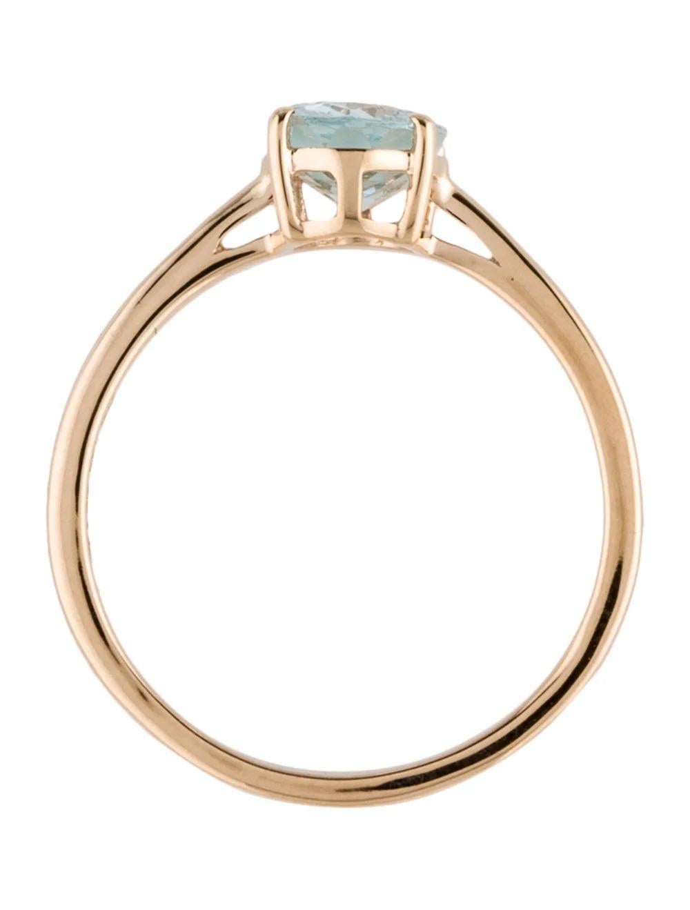 Women's 14K 1.00ct Aquamarine Cocktail Ring Size 6.75 - Blue Gemstone, Statement Jewelry For Sale