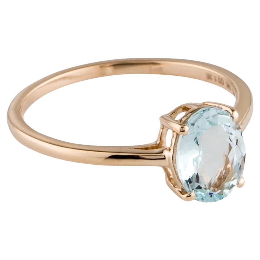 14K 1.00ct Aquamarine Cocktail Ring Size 6.75 - Blue Gemstone, Statement Jewelry