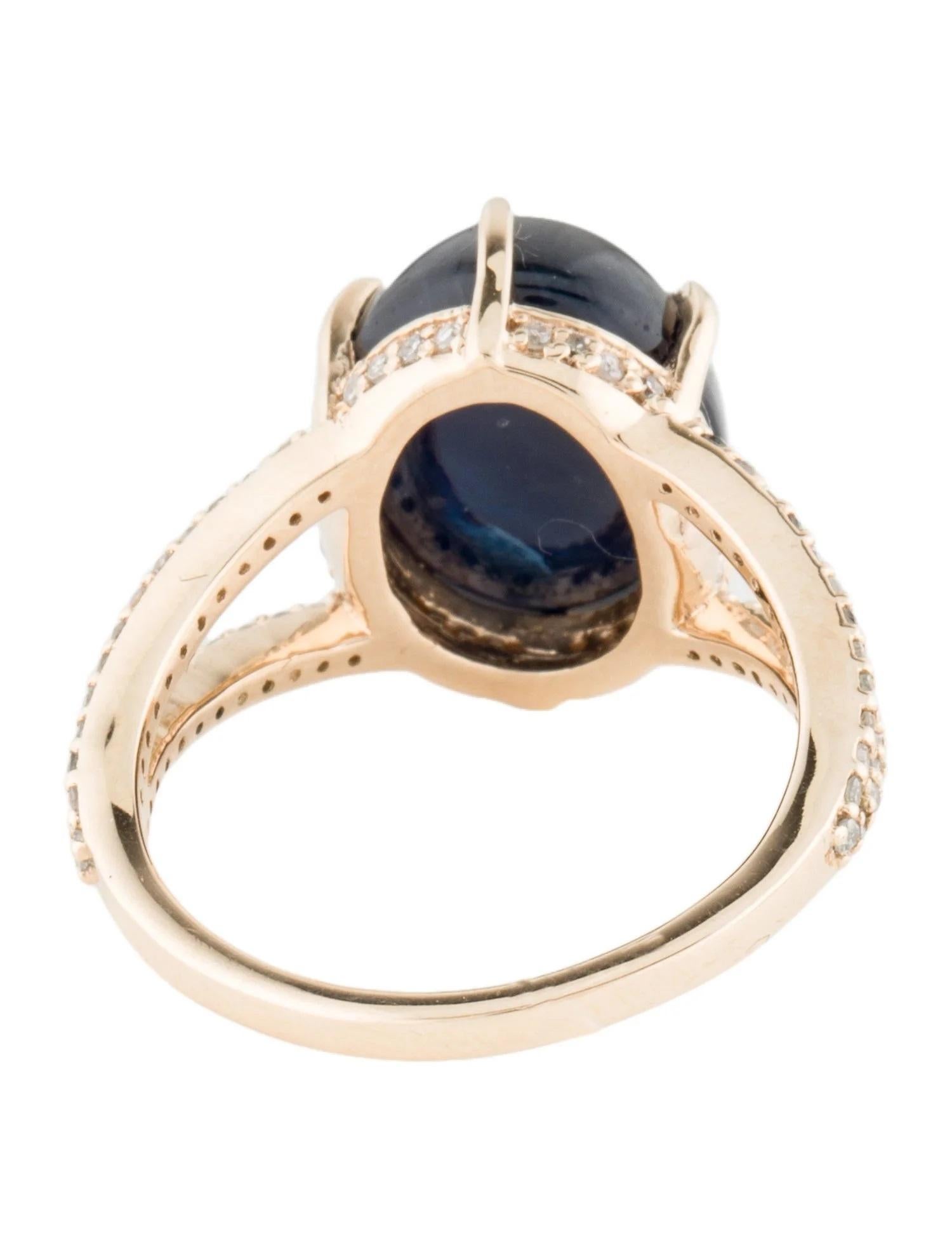 Oval Cut 14K 10.23ct Sapphire & Diamond Cocktail Ring Size 6.75  Oval Cabochon Sapphire