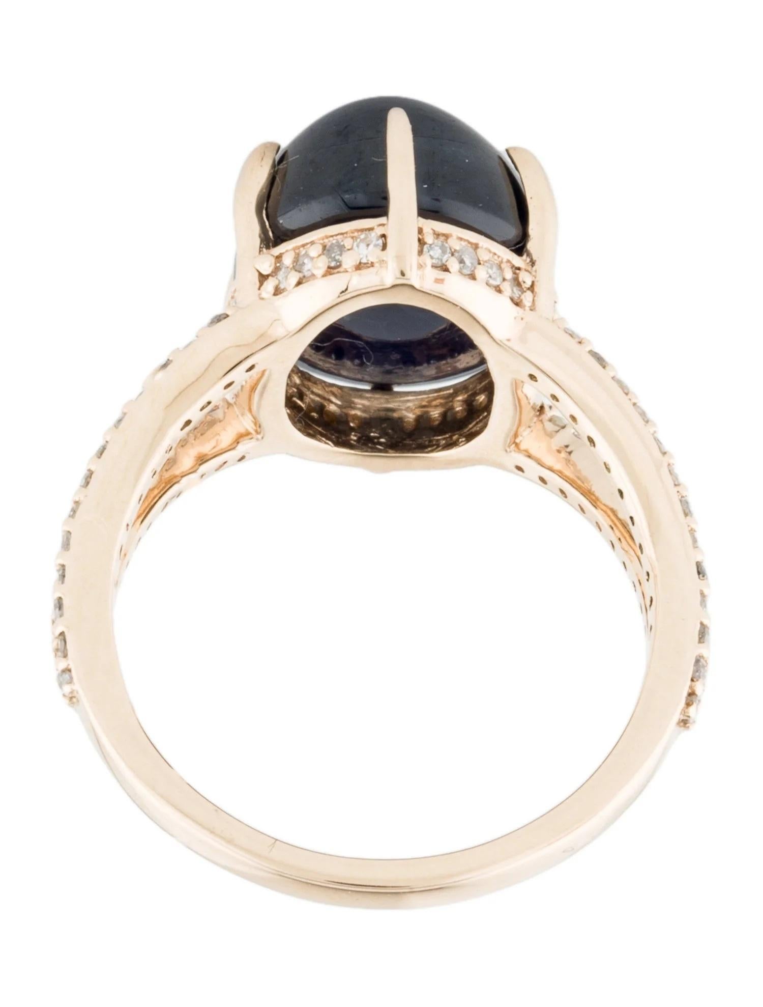 14K 10.23ct Sapphire & Diamond Cocktail Ring Size 6.75  Oval Cabochon Sapphire In New Condition In Holtsville, NY