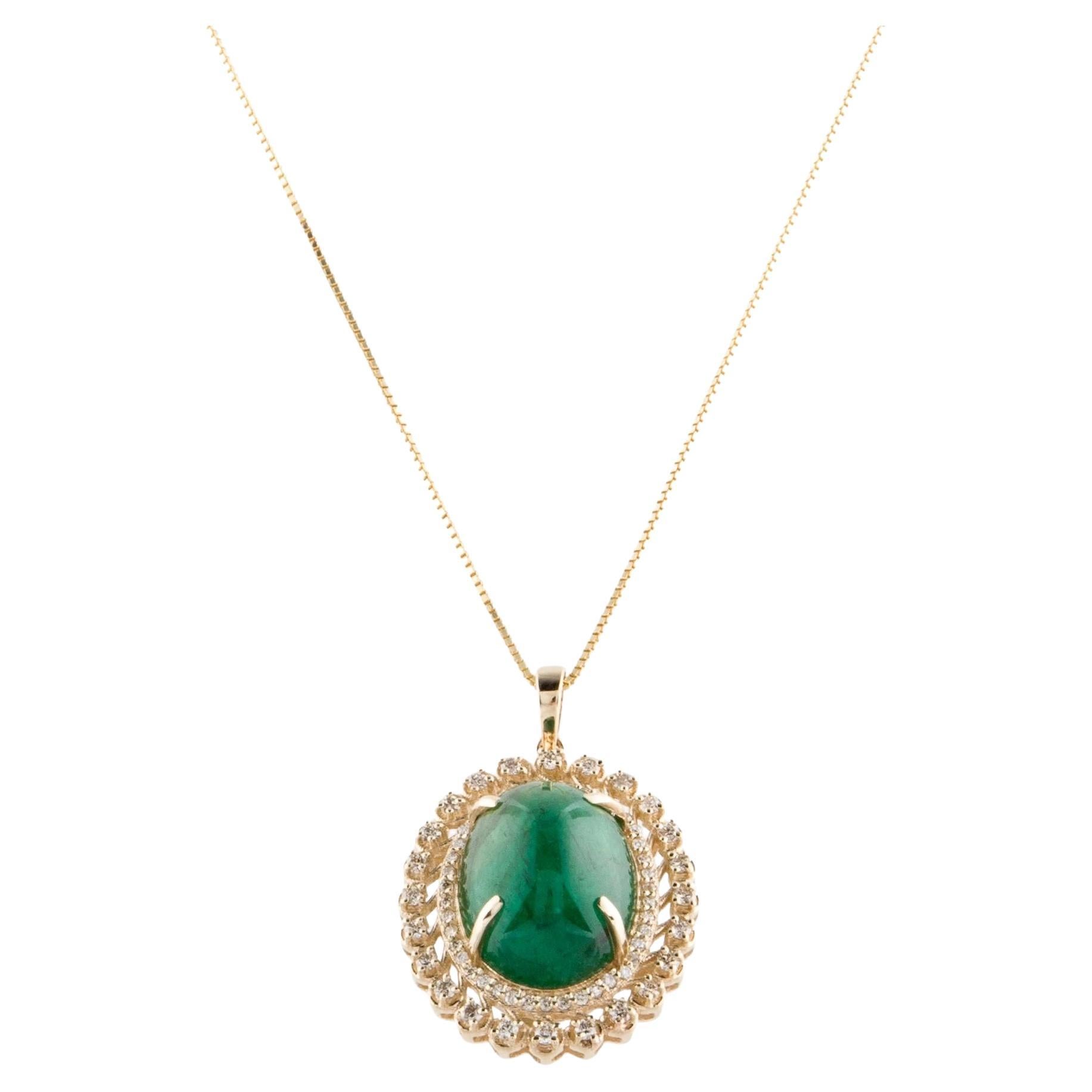 14K 10.35ctw Emerald & Diamond Pendant Necklace