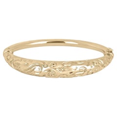 14K Florentine Dome Classic Comfort Fit Bangle or jaune