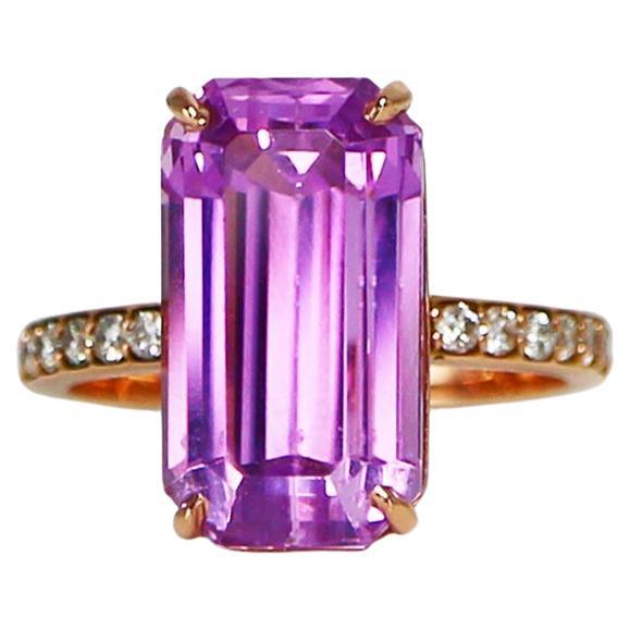 IGI 14k 11.15 Carat Top Kunzite&Diamond Antique Art Deco Engagement Ring For Sale