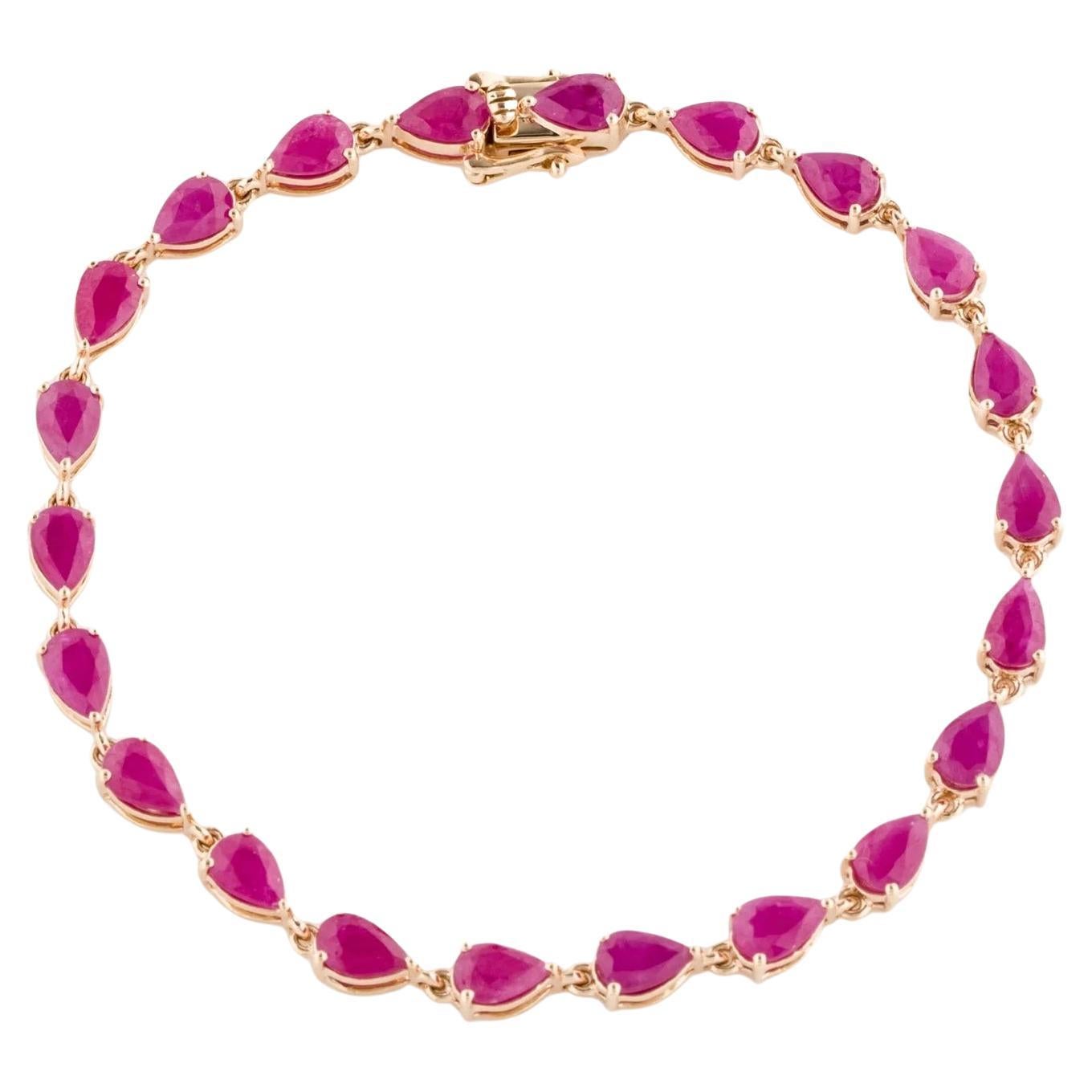 14K 11,35ctw Rubin-Tennisarmband  14 Karat Gelbgold mit 11,35 Karat Birne