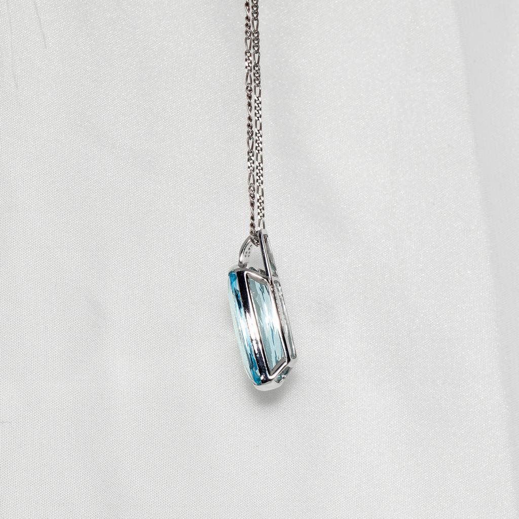 *Sales* IGI 14K 11.57 Ct Santa Maria Aquamarine Art Deco Style Pendant Necklace For Sale 8