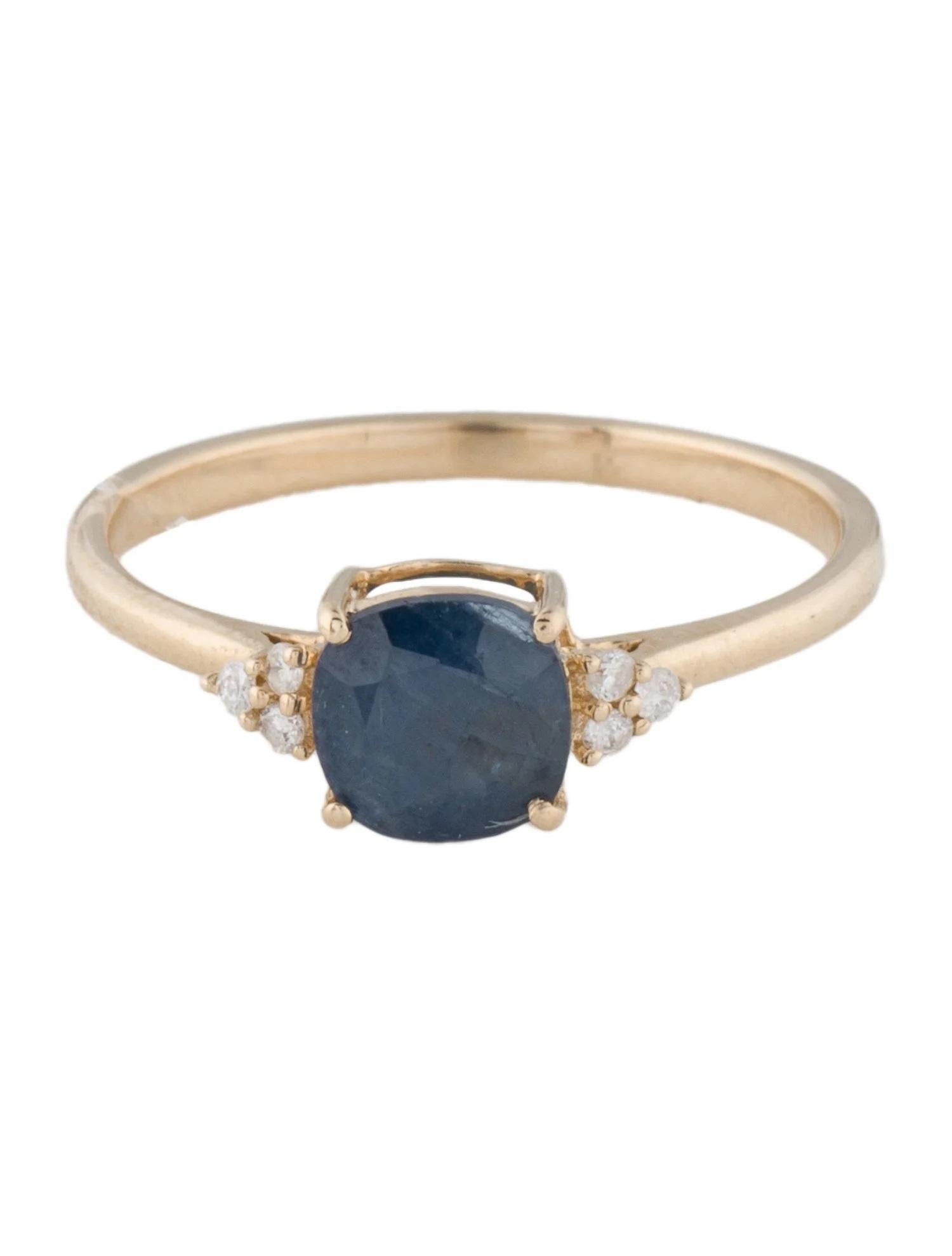 Artist 14K 1.23ct Sapphire & Diamond Cocktail Ring, Size 7  Faceted Cushion Sapphire For Sale