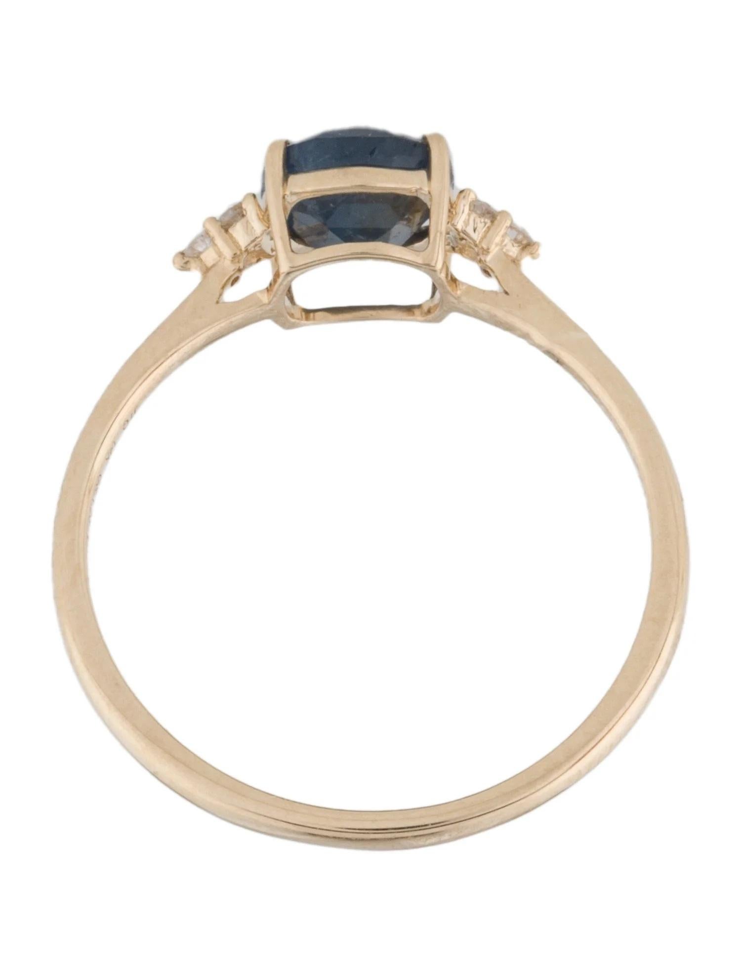 14K 1.23ct Sapphire & Diamond Cocktail Ring, Size 7  Faceted Cushion Sapphire In New Condition For Sale In Holtsville, NY