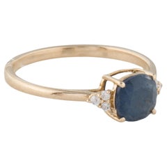 14K 1,23 Karat Saphir & Diamant Cocktail-Ring, Größe 7  Facettierter Kushion-Saphir