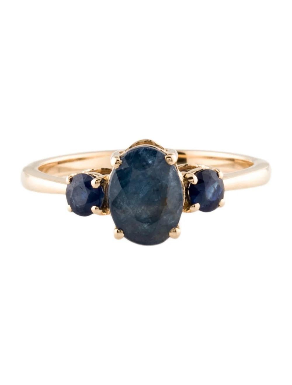 Oval Cut 14K 1.27ct Sapphire Cocktail Ring Size 6.75: Yellow Gold Statement Jewelry For Sale