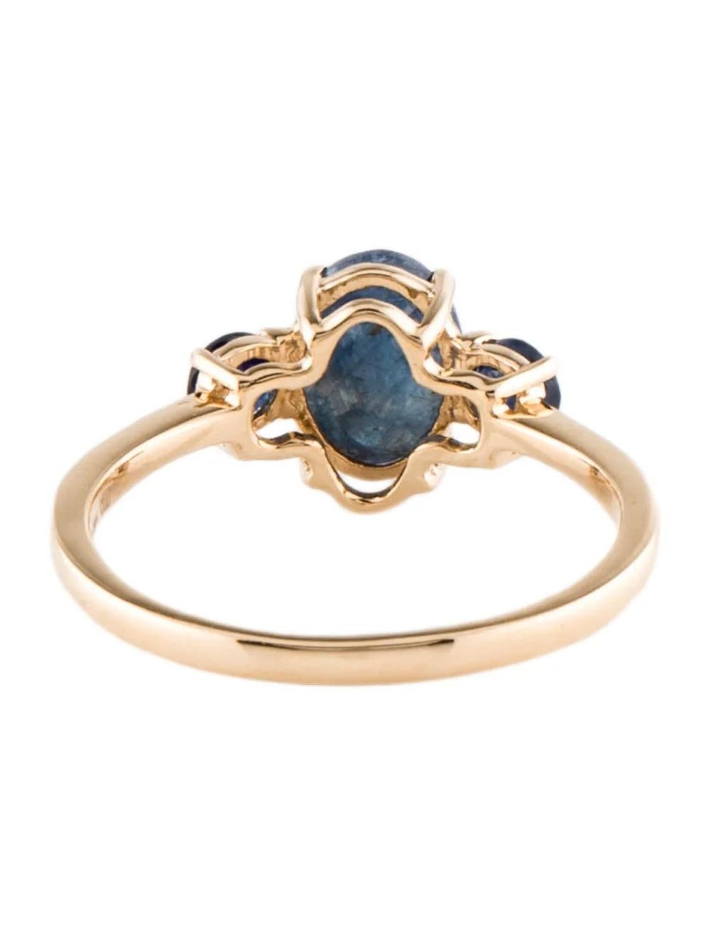 14K 1.27ct Sapphire Cocktail Ring Size 6.75: Yellow Gold Statement Jewelry In New Condition For Sale In Holtsville, NY