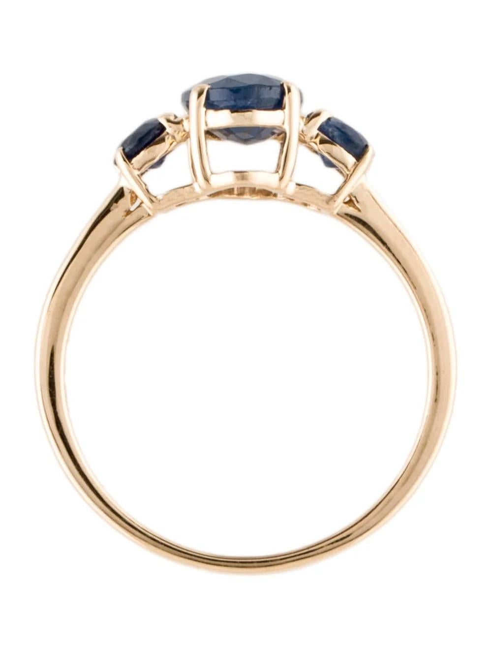 Women's 14K 1.27ct Sapphire Cocktail Ring Size 6.75: Yellow Gold Statement Jewelry For Sale