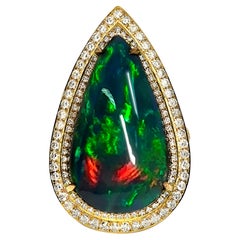 14K 13,33 ct  Anello da cocktail con diamanti opale nero, a colori naturali