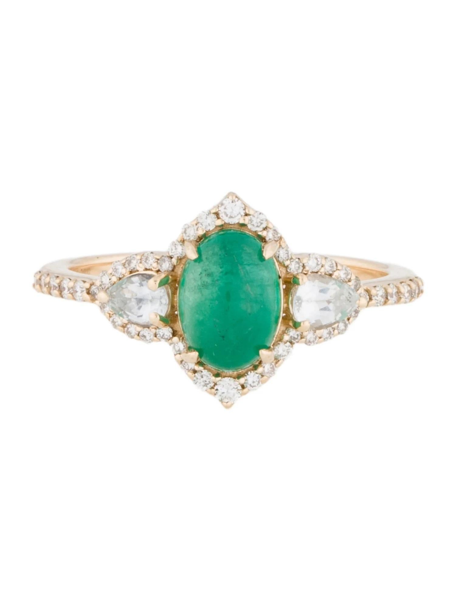 Artist 14K 1.33ct Emerald, Sapphire & Diamond Cocktail Ring, Size 7, Pear Brilliant For Sale