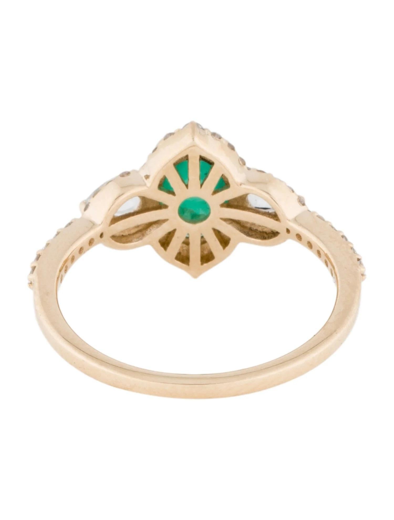 Pear Cut 14K 1.33ct Emerald, Sapphire & Diamond Cocktail Ring, Size 7, Pear Brilliant For Sale